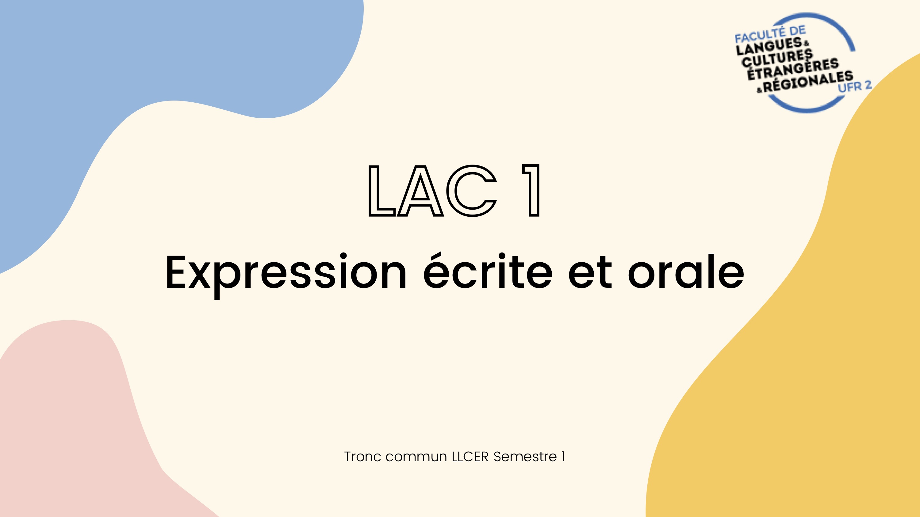 Course Image TE1LG - LAC 1 - Expression écrite et orale